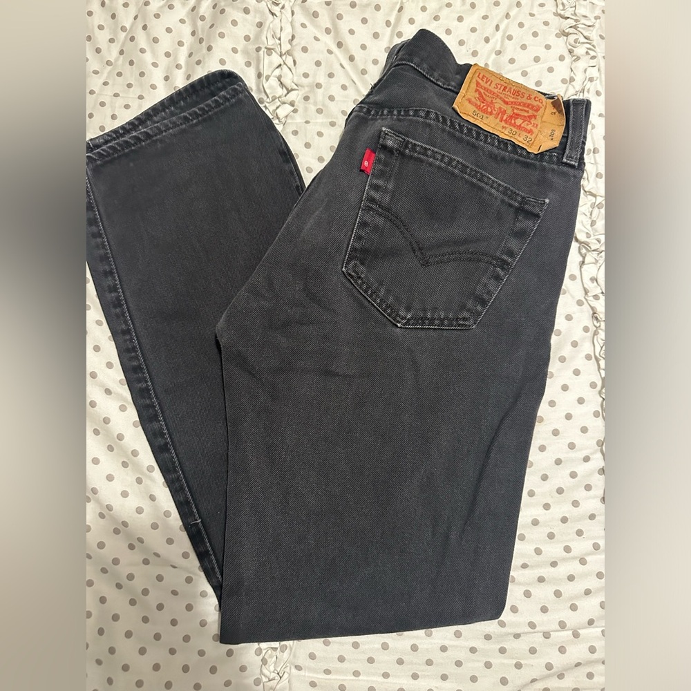 Men’s Levi’s 501 Jeans; 30x32 Faded Black Button Fly